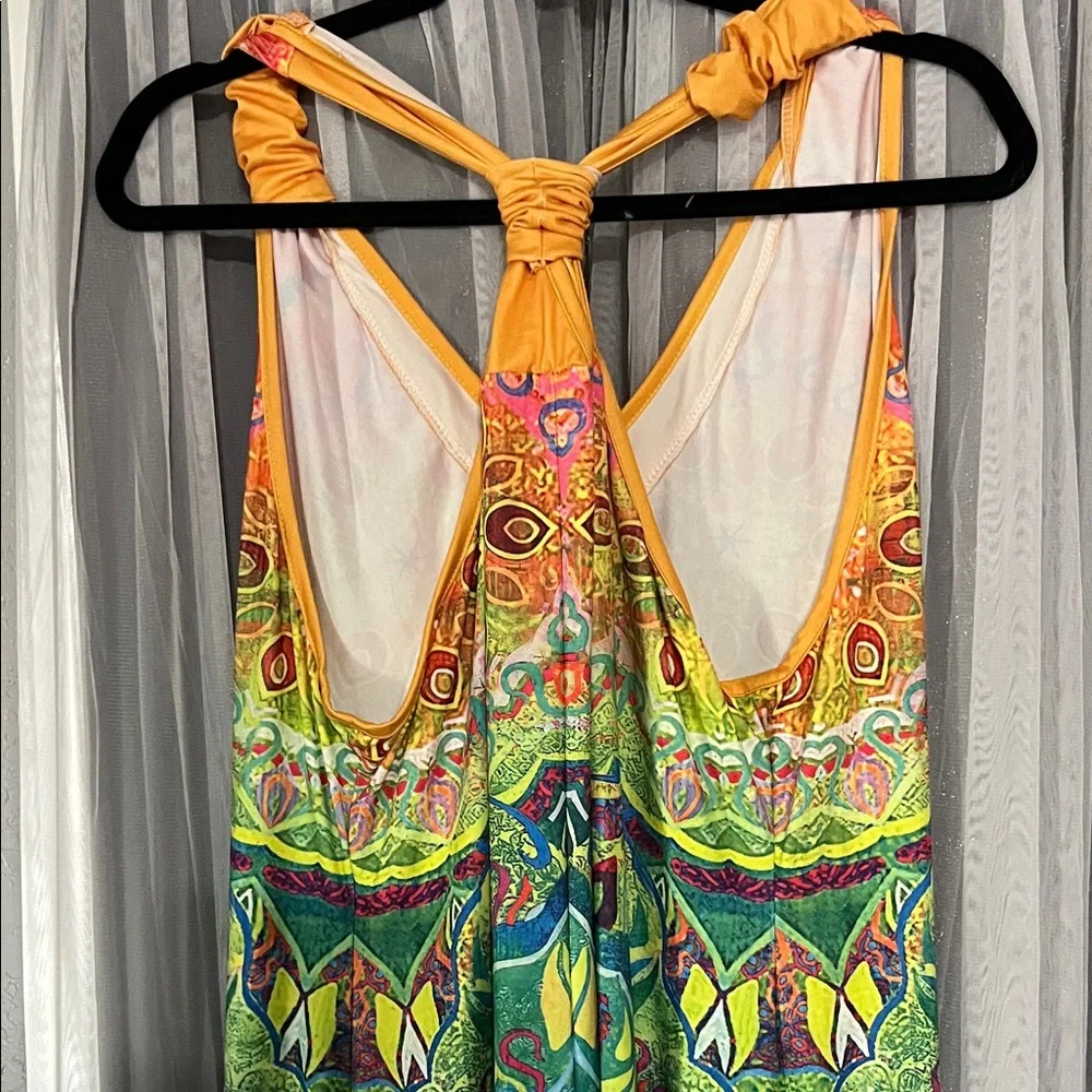 Source Unknown Multicolor Mandala Print Jumpsuit with Yellow Trim - Picture 3 of 3